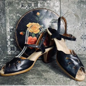 Vintage 70s Peep Toe Heel Sandals